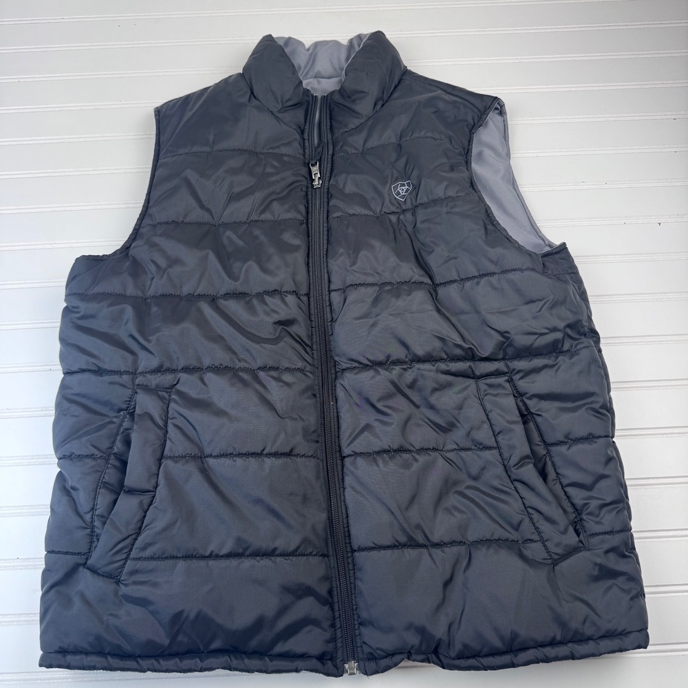 Ariat Men's Large Black Gray Reversible Puffer Vest